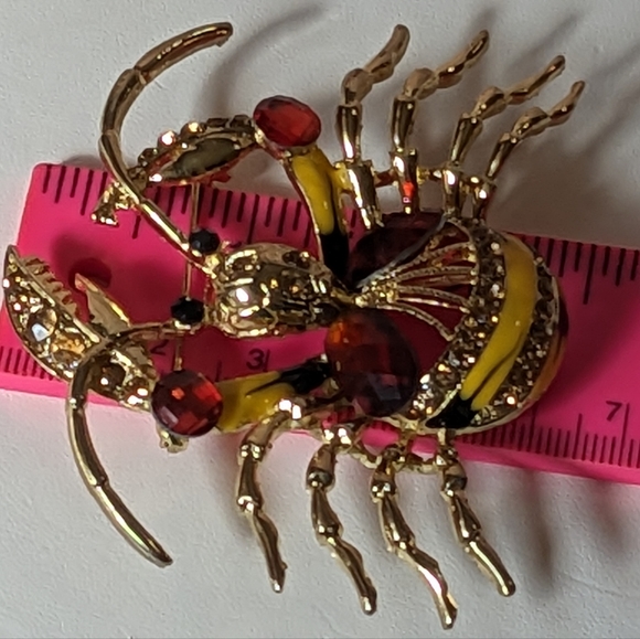 XL Crystal Encrusted Crab Estate Bling Brooch Pin - Picture 9 of 15